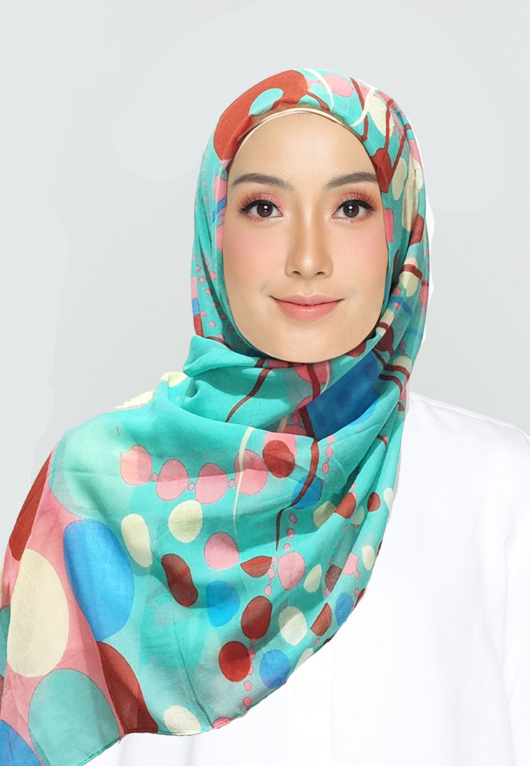 San Marco Polka Arts Poly-Printed Pashmina Hijab Green