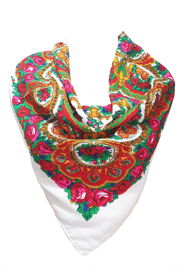 San Marco Rosina Poly-Cotton Square Scarf White