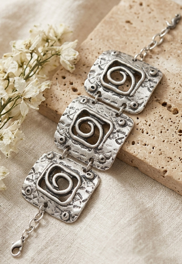 San Marco Akesoris Gelang Wanita Spiral LinkBracelet Gelang Wanita Silver