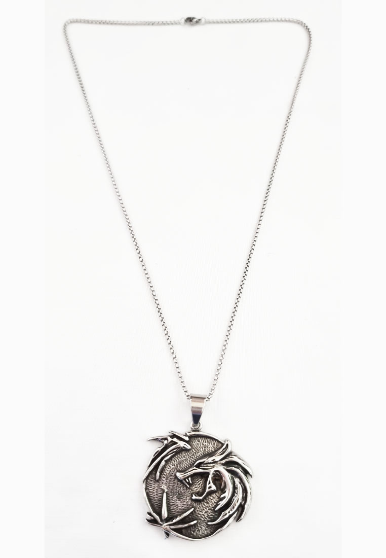 San Marco Ball of Dragon Stainless Steel Necklace Kalung Pria Silver