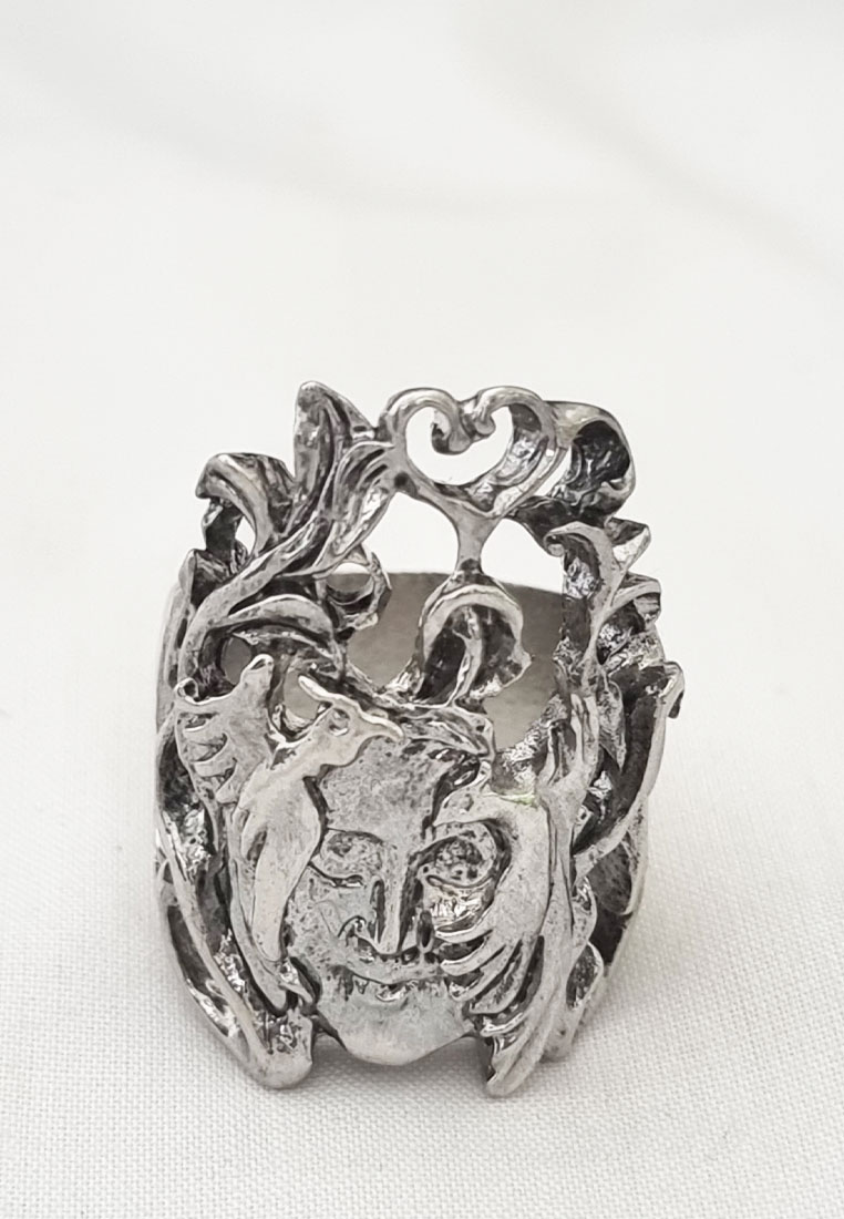 San Marco Men's Accessories Tatoo Face Ring Cincin Pria Silver