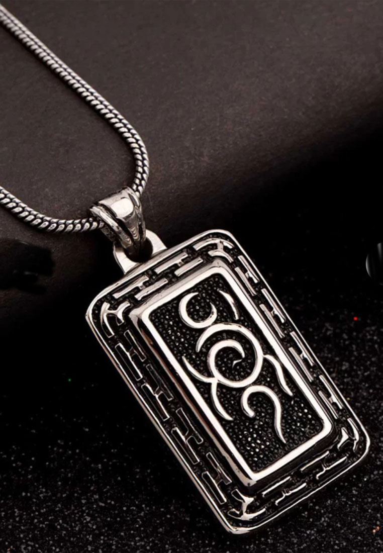 San Marco Aksesoris Pria Abstract Pendant Rectangular Pendant Premium Stainless Steel Necklace Kalun