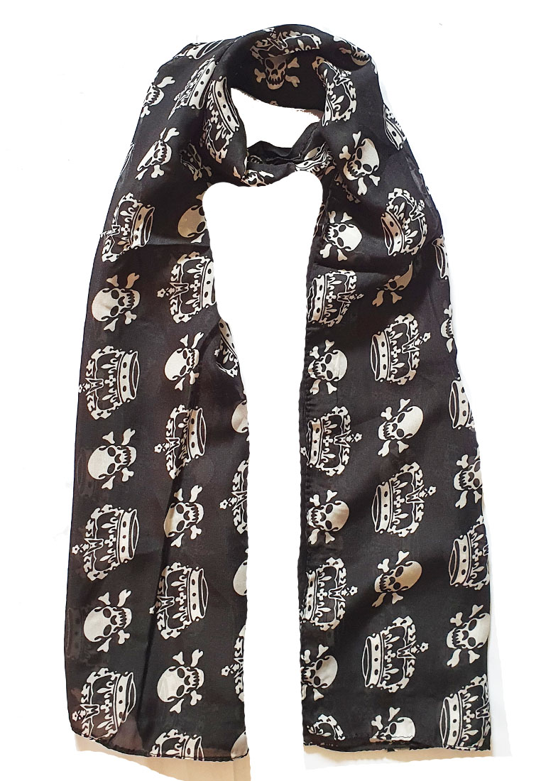 San Marco Crowny Skull Poly-Printed Scarf Black
