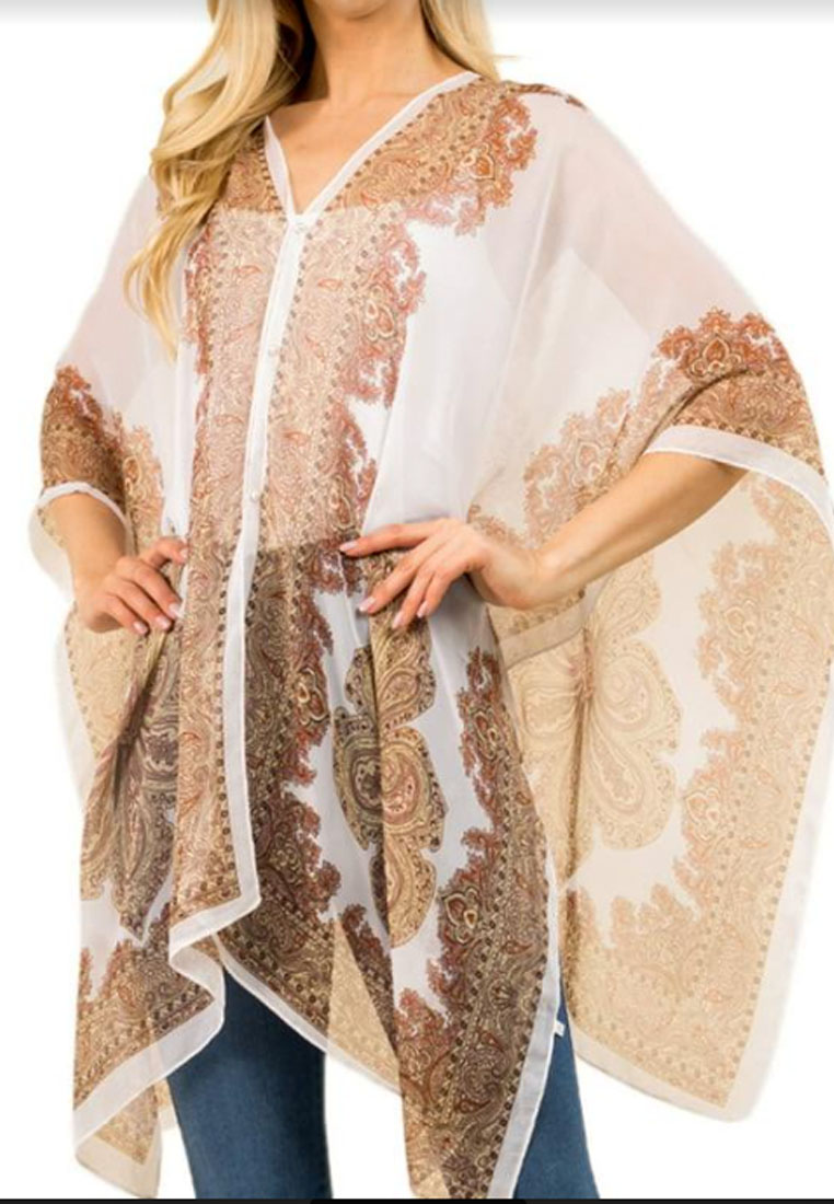 San Marco Aksesoris Wanita Victorian Print Multipurpose Scarf & Outer Poncho Style Syal Outer Wanita