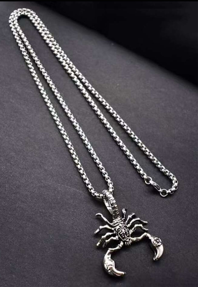 San Marco Aksesoris Pria Scorpion Stainless Steel Necklace Kalung Pria Silver