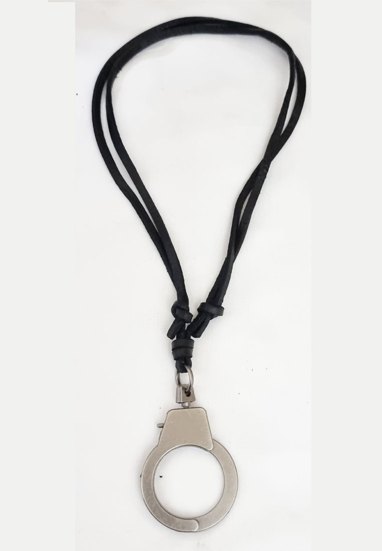 San Marco HandCuff Leather Necklace Kalung Pria Silver