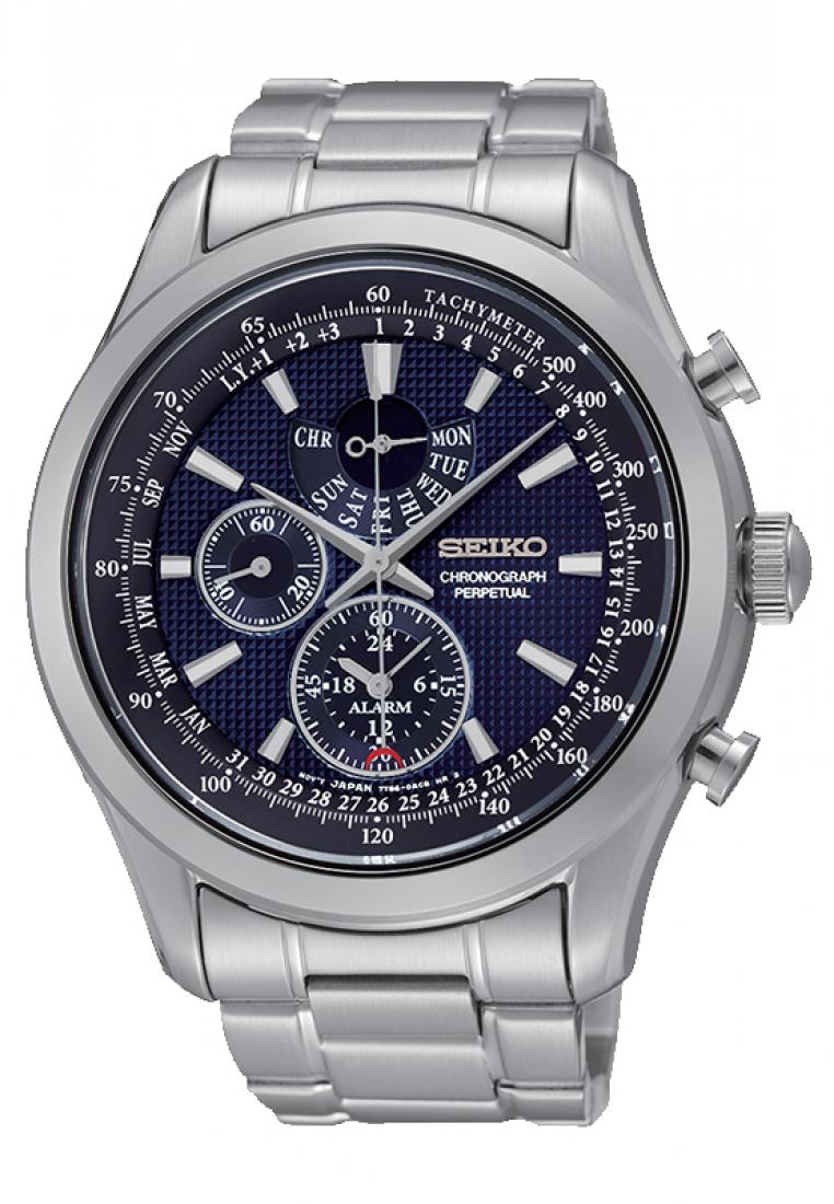 Seiko SPC125P1 Chronograph Perpetual Jam Tangan Pria 44.6mm Stainless Steel Hitam