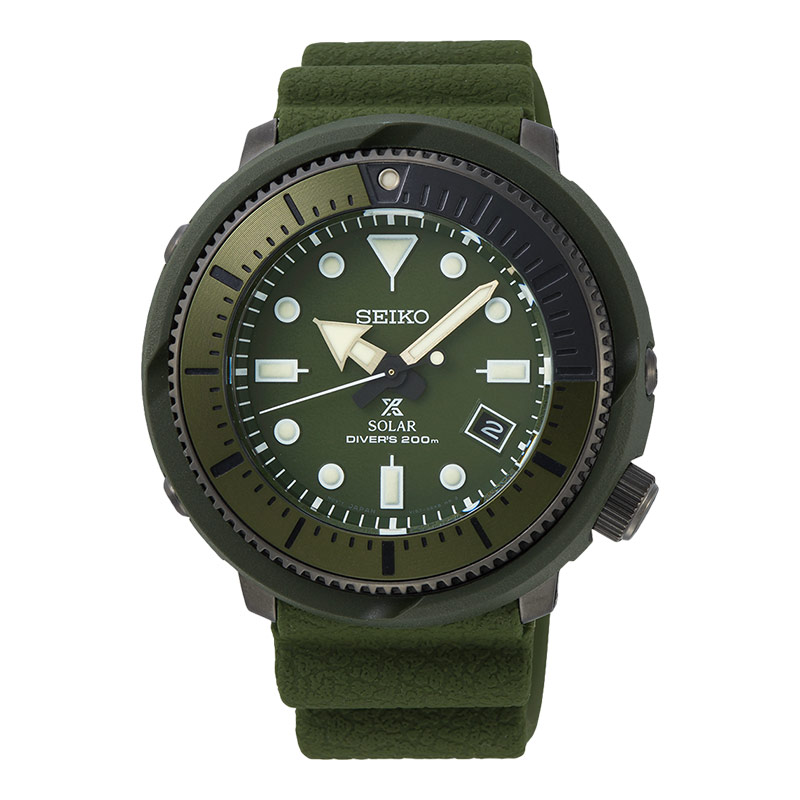 Seiko Jam Tangan Pria Seiko Prospex SNE561P1 Solar Divers 200M Green Dial Green Rubber Strap