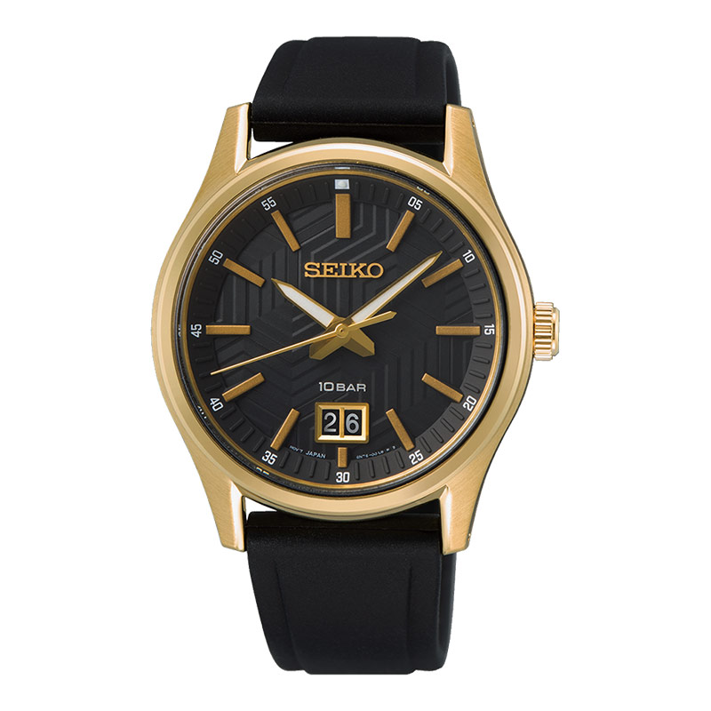 Seiko Jam Tangan Pria Seiko SUR560P1 Men Black Dial Black Silicone Strap