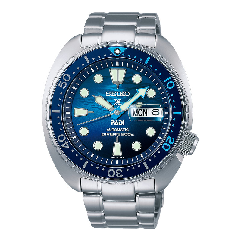 Seiko Jam Tangan Pria Seiko Prospex SRPK01K1 King Turtle PADI Great Blue Dial Stainless Steel Strap 