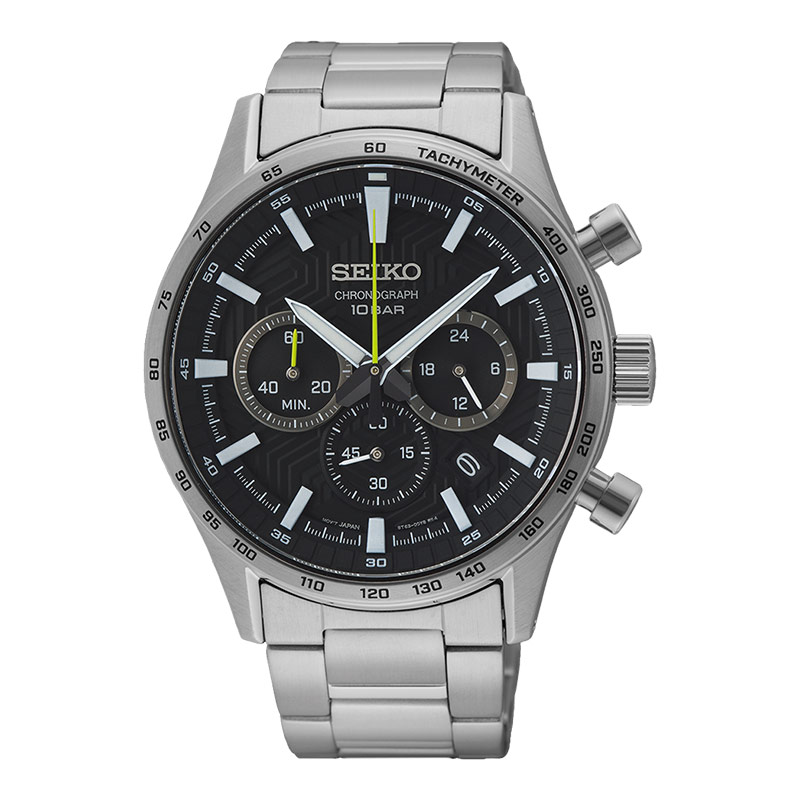 Seiko Jam Tangan Pria Seiko Chronograph SSB413P1 Discover More Black Dial Stainless Steel Strap