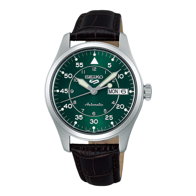 Seiko Jam Tangan Pria Seiko 5 Sports SRPJ89K1 Flieger Suits Style Kelly Green Flieger Black Leather 