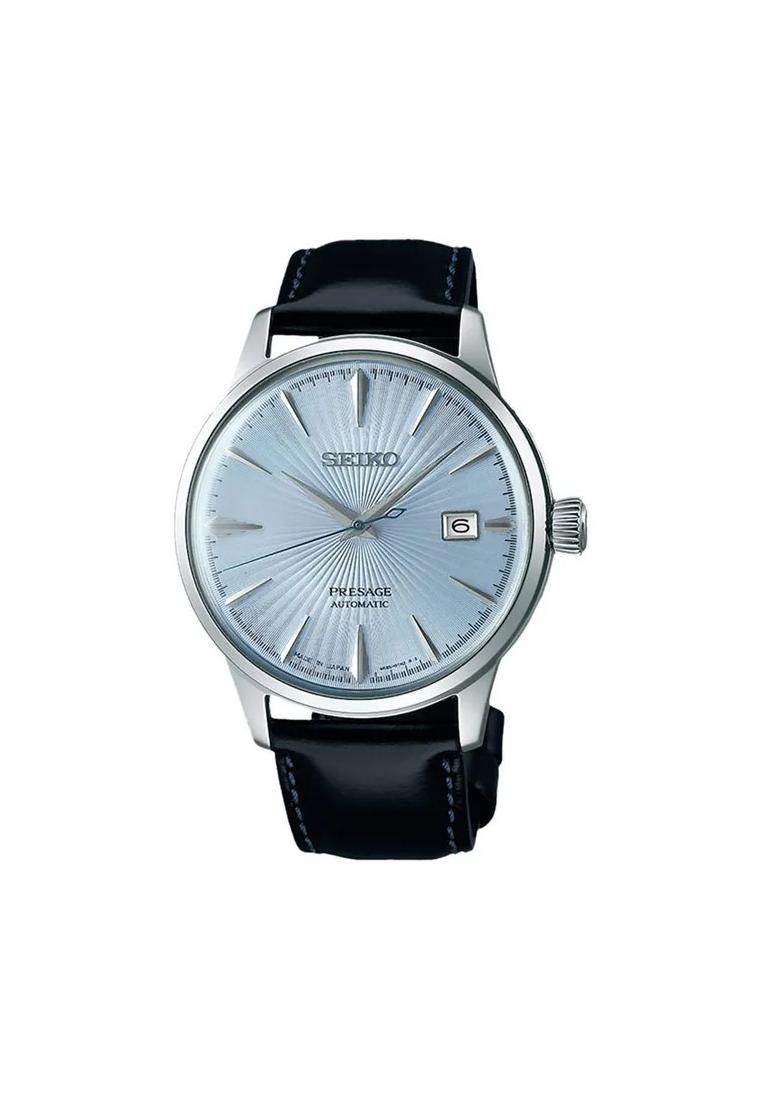 Seiko Jam Tangan Pria Seiko Presage SRPB43J1 Cocktail Blue Texture Dial Black Leather Strap