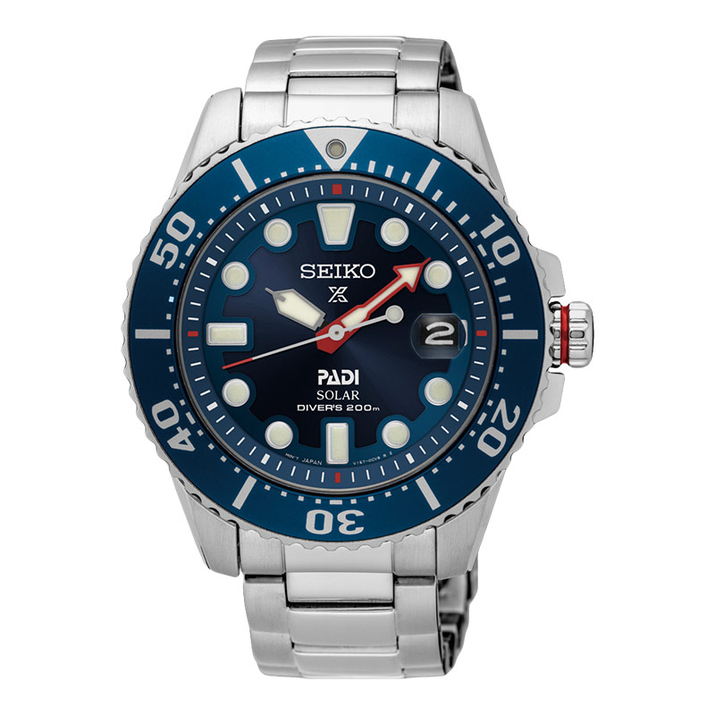 Seiko SNE549P1 Prospex Solar PADI Diver 200M Biru Dial Stainless Steel Strap Jam Tangan Pria
