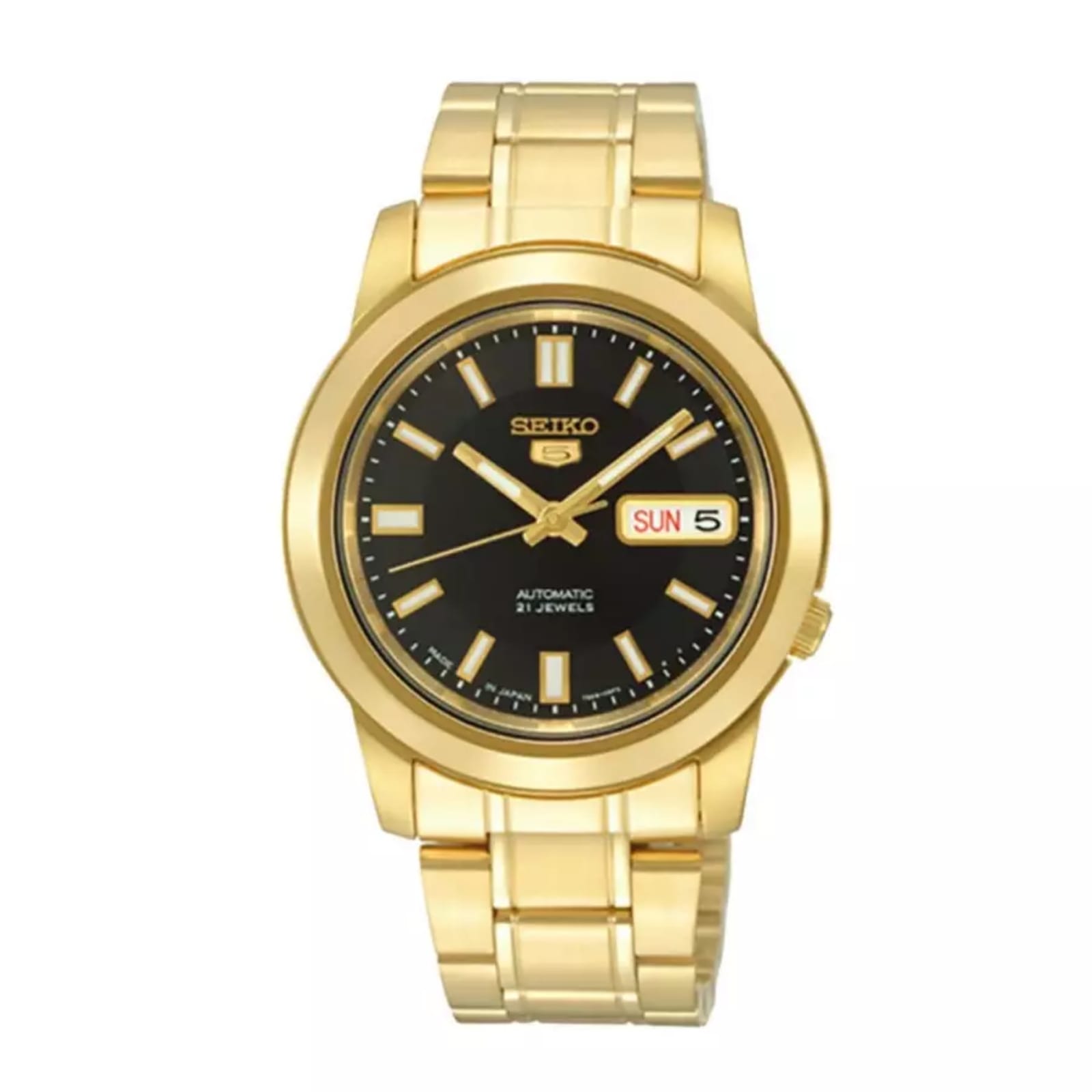 Seiko5 SNKK22K1 Gold Dasar Hitam Otomatis Cowok