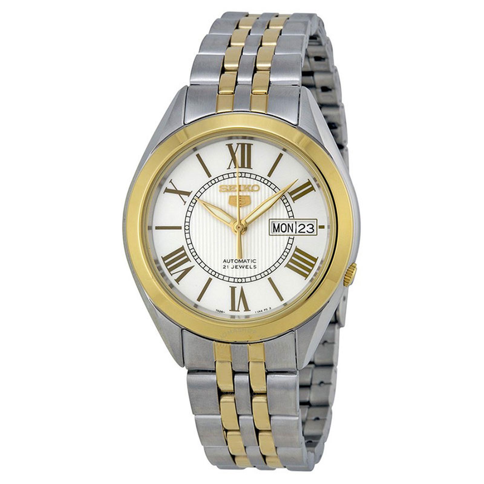 Seiko5 SNKL36K1 rantai kombinasi silver gold otomatis cowok