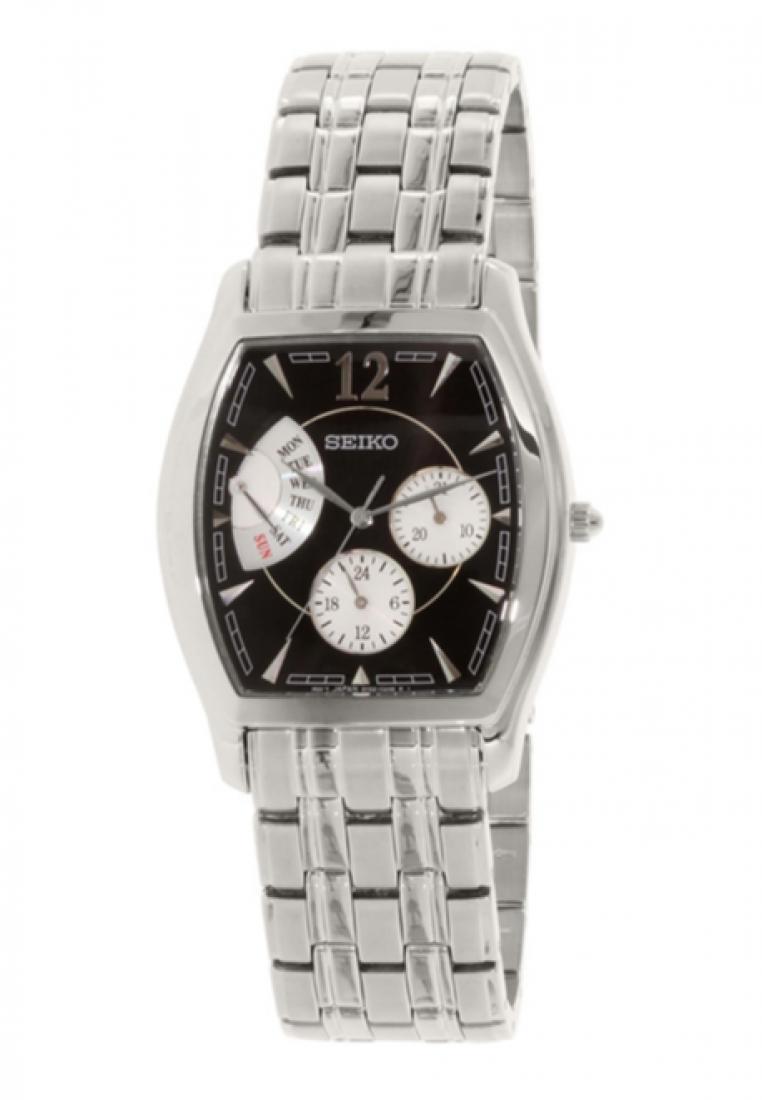 Seiko Jam Tangan Pria Seiko Retrograde Day Indicator SNT013P1 Strap Stainless Steel Silver Black Dia