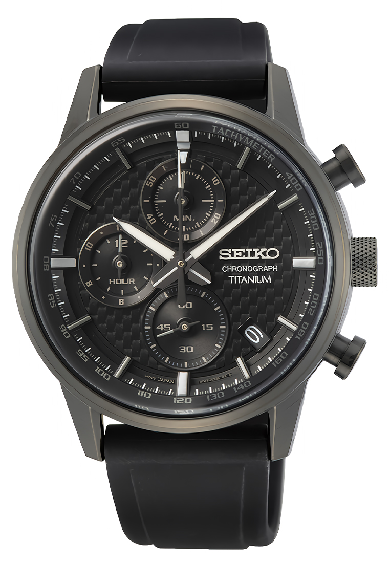 Seiko Chronograph Titanium Case Jam Tangan Analog Pria - SSB393P1 - Rubber Strap