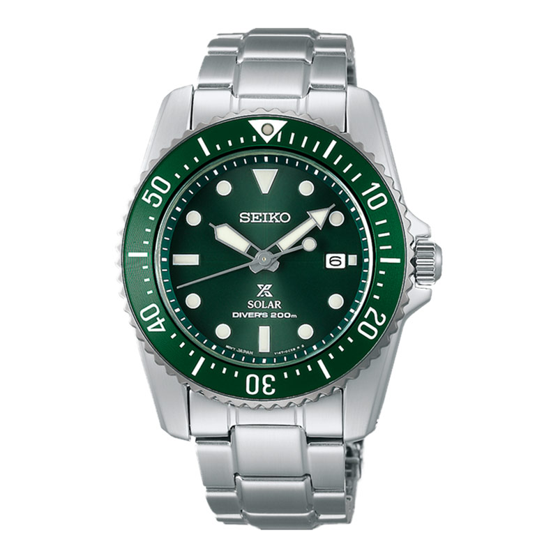Seiko Jam Tangan Pria Seiko Prospex SNE583P1 Solar Divers 200M Green Dial Stainless Steel Strap