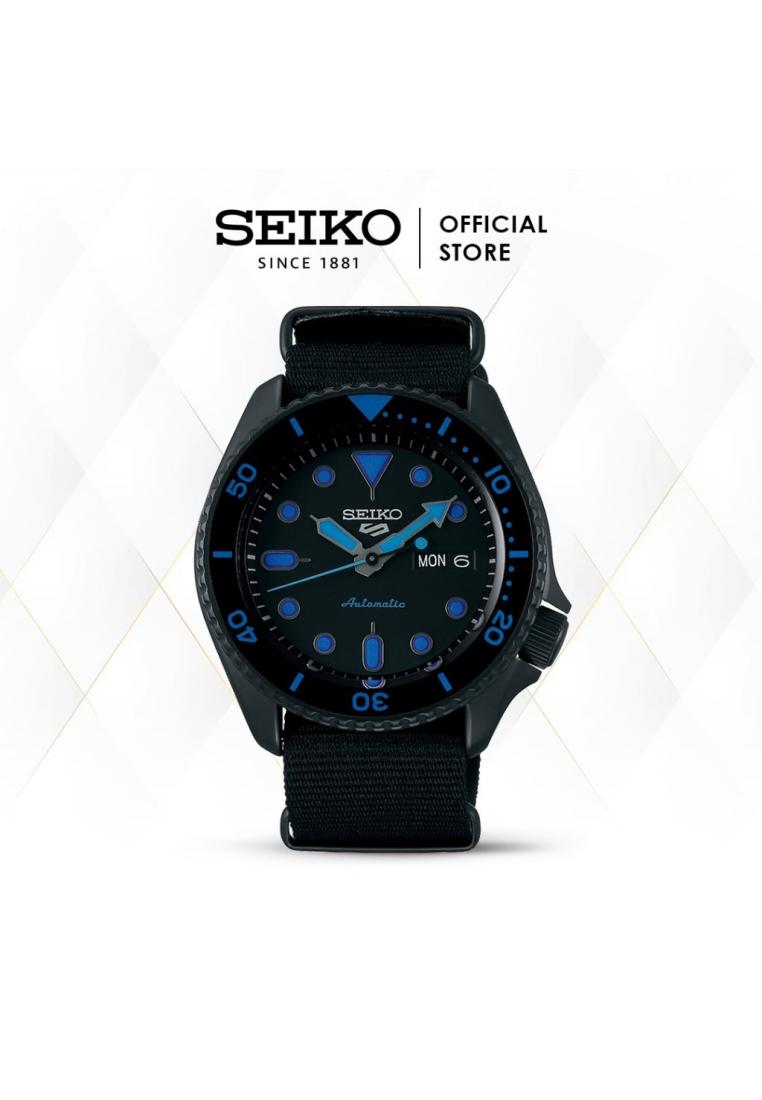 Seiko Jam Tangan Pria Seiko 5 Sports SRPD81K1 Automatic Black Dial Black Nylon Strap SRPD81 Original
