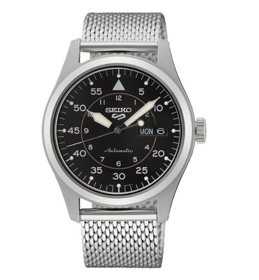 Seiko Jam Tangan Pria Seiko 5 SRPH23 SRPH23K1 Strap Stainless Steel Silver Flieger Field Suits Style
