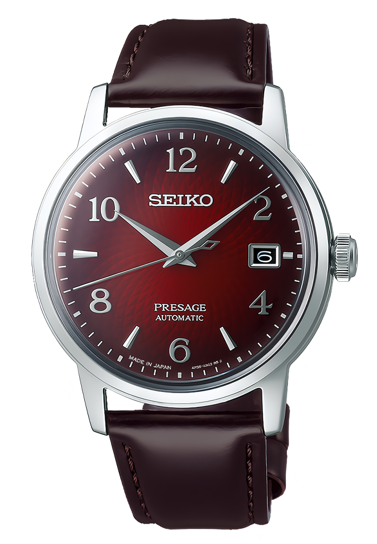 Seiko Presage Cocktail SRPE41J1 - Jam Tangan Automatic Pria - Silver Case Brown Leather Strap