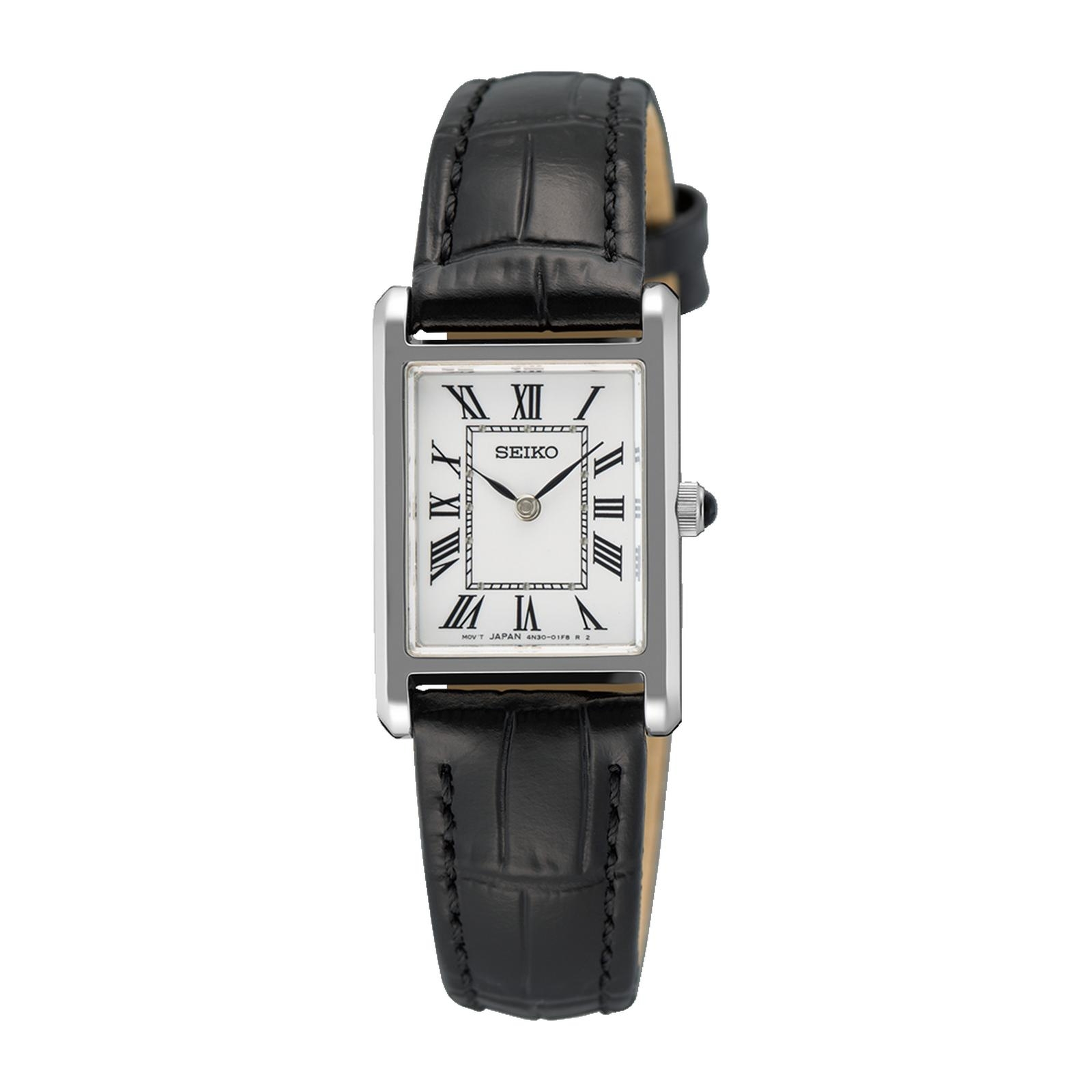 Seiko SWR107P1 Tank Silver Dial Black Cewek