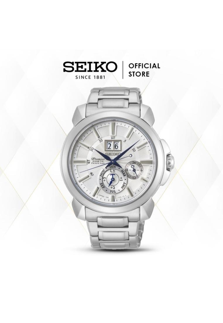 Seiko Jam Tangan Pria Seiko Premier Kinetic Perpetual White Dial SNP159P1