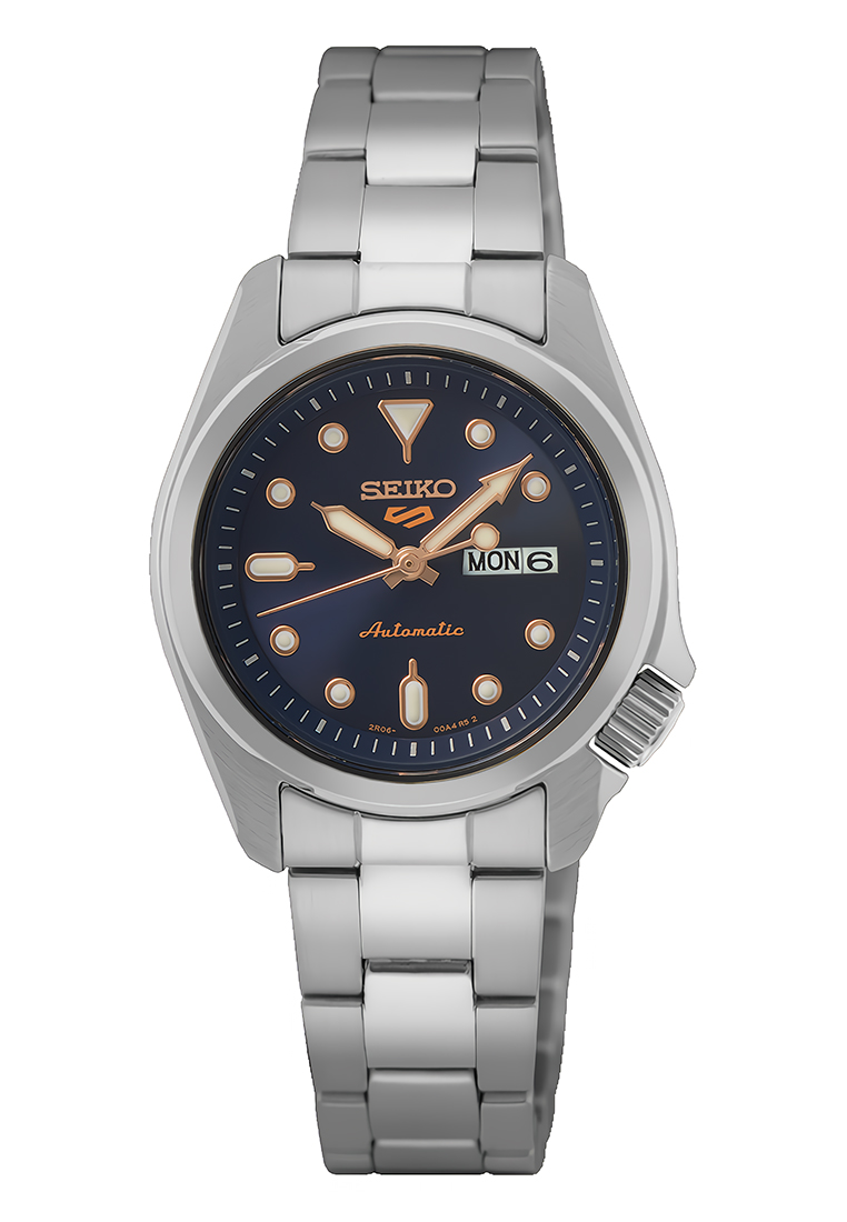 Seiko 5 Sports Automatic Jam Tangan Analog Wanita - Silver Blue Dial Stainless Steel - SRE003K1