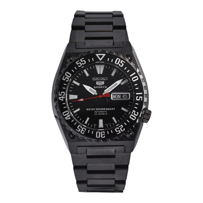 Seiko Jam Tangan Pria Seiko 5 Sports SNZD73K1 Automatic Men Black Dial Stainless Steel Strap