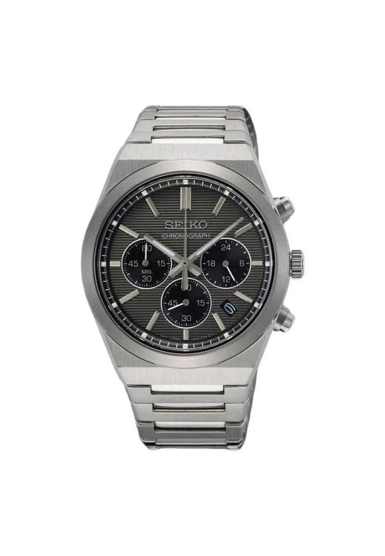Seiko SSB455 Chronograph Quartz Jam Tangan Pria Grey Dial Stainless Steel Strap