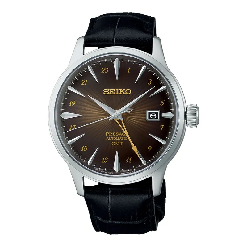 Seiko Jam Tangan Pria Seiko Presage SSK039 SSK039J1 Cocktail Time GMT Rusty Nail Brown Dial Color Co