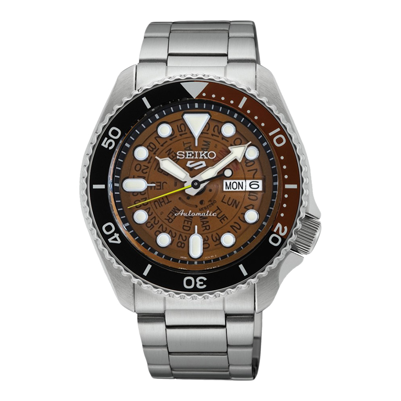 Seiko Jam Tangan Pria Seiko 5 Sports SRPJ47K1 Time Sonar SKX Sports Style Brown Dial Stainless Steel