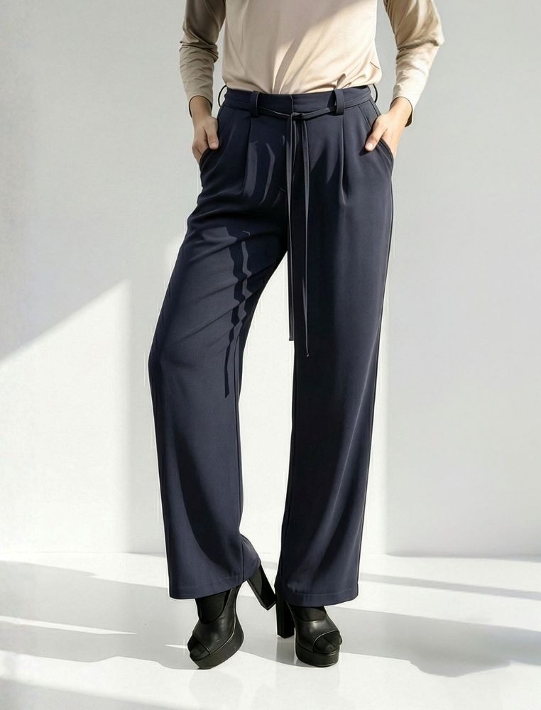 SHAFIRA Ivy Pants Navy - Celana Bawahan Muslim Wanita - Bahan Twist
