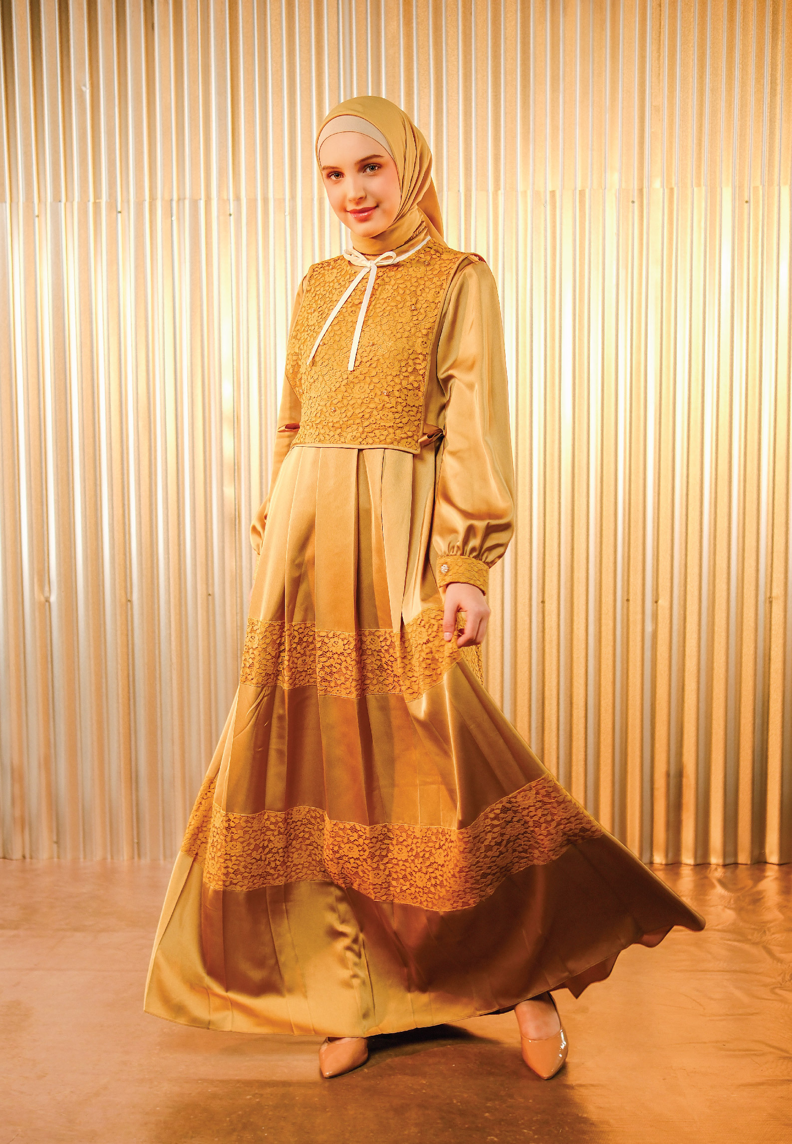 SHAFIRA Fernanda Dress Mustard | Gamis Muslim Wanita
