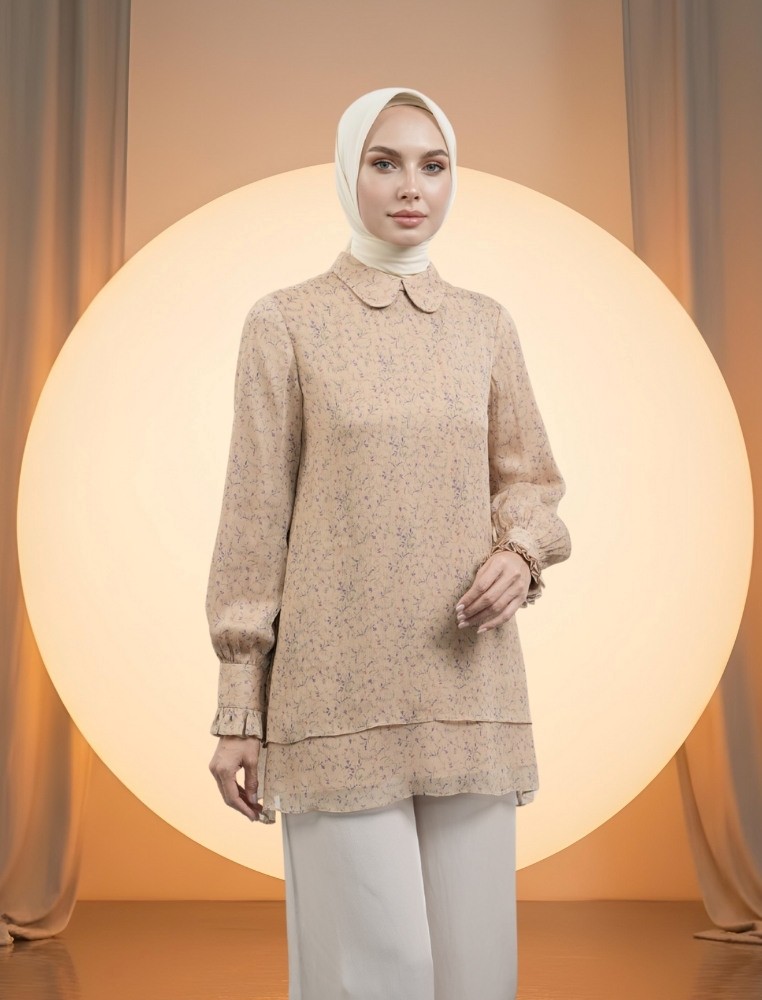SHAFIRA Nevira Blouse | Tunik Atasan Wanita | Bahan Chiffon Crush Printed