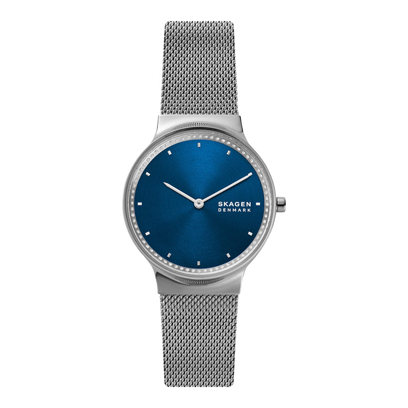 SKAGEN Jam Tangan Wanita Skagen Freja SKW3028 Ladies Blue Dial Mesh Strap