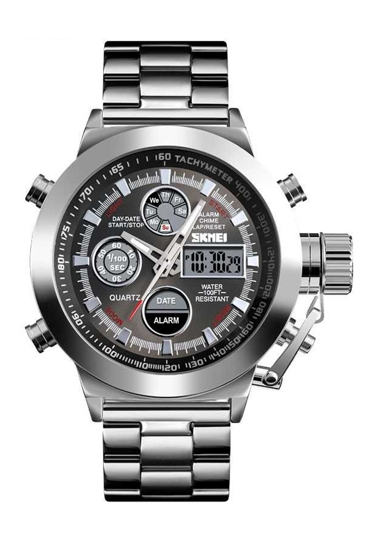 SKMEI Jam Tangan Casual Analog Chrono Pria Strap Tali Material Stainless Steel YZ34 ORIGINAL