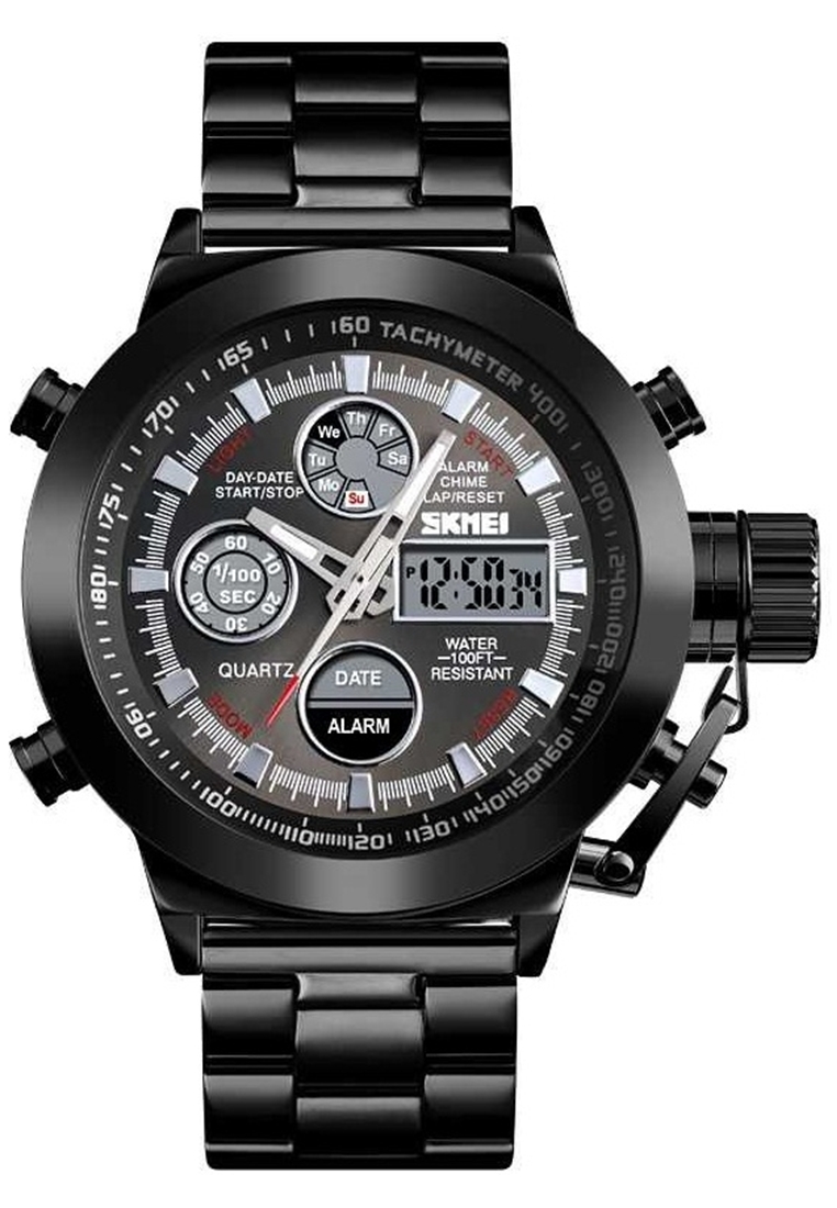 SKMEI Jam Tangan Analog Chrono Pria Waterproof Strap Tali Material Stainless Steel YZ34 ORIGINAL