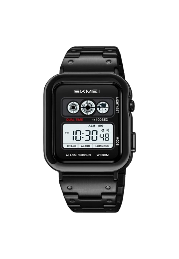 SKMEI Jam Tangan Pria 2504 Digital Dual Time Tali Stainless Tahan air ORIGINAL - Silver