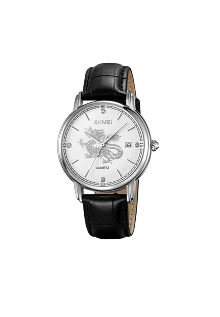 SKMEI Jam Tangan Quartz Analog Shio Chinese Zodiac Waterproof 30M Naga ORIGINAL - Silver Black