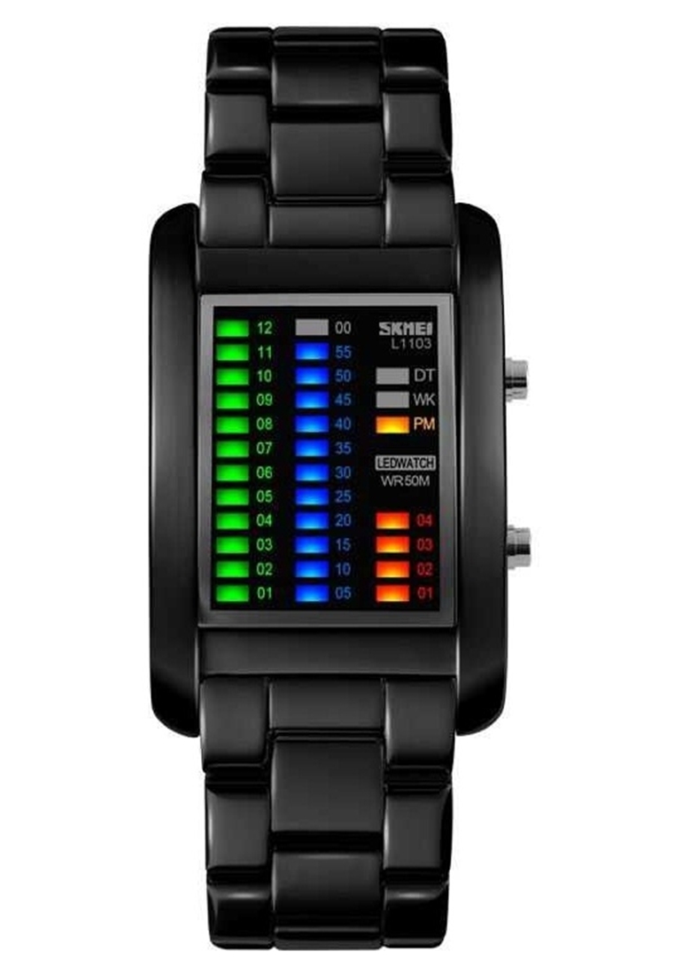 SKMEI Jam Tangan Casual LED Unik Strap Tali Material Stainless Steel PT50 ORIGINAL