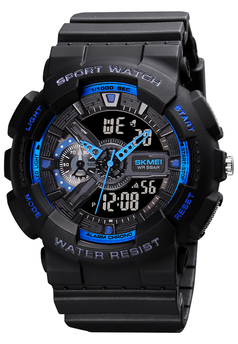 Skmei - Jam Tangan Pria - Black Blue - Resin Strap - 1688-J