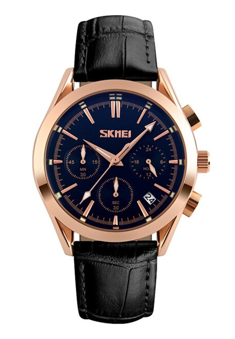 SKMEI Jam Tangan Casual Analog Pria Waterproof 30m Strap Tali Material PU Leather MD77 ORIGINAL