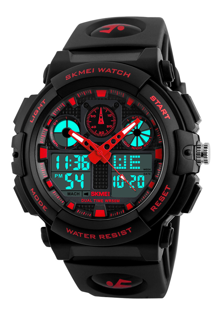 Skmei - Jam Tangan Pria - Black Red - Resin Strap - 1270-H
