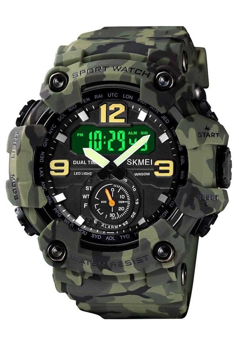 SKMEI Jam Tangan Analog Digital Pria Design Sport Modern Water Resistant 50m Strap Tali Material Sil