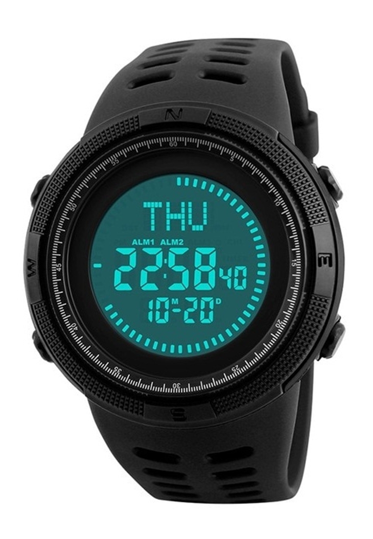 SKMEI Jam Tangan Kompas Digital Pria LED Waterproof 50m Strap Tali Material Silicone 1254 ORIGINAL