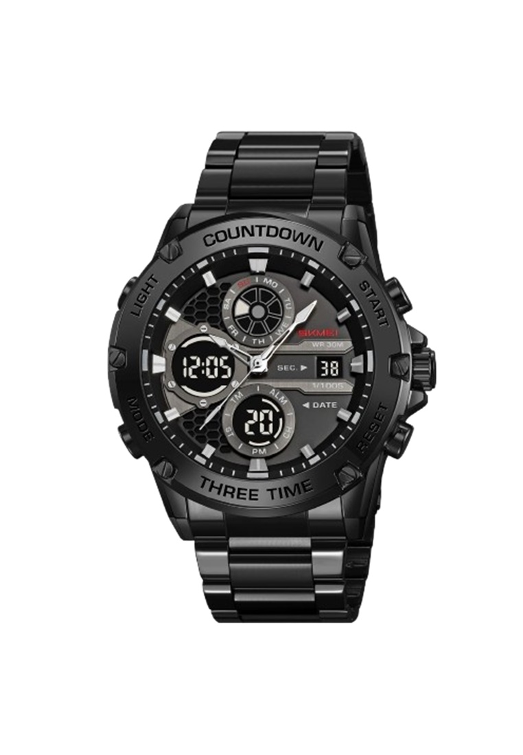 SKMEI Jam Tangan Pria Digital Analog Tali Stainless Rantai 2502 ORIGINAL - Black