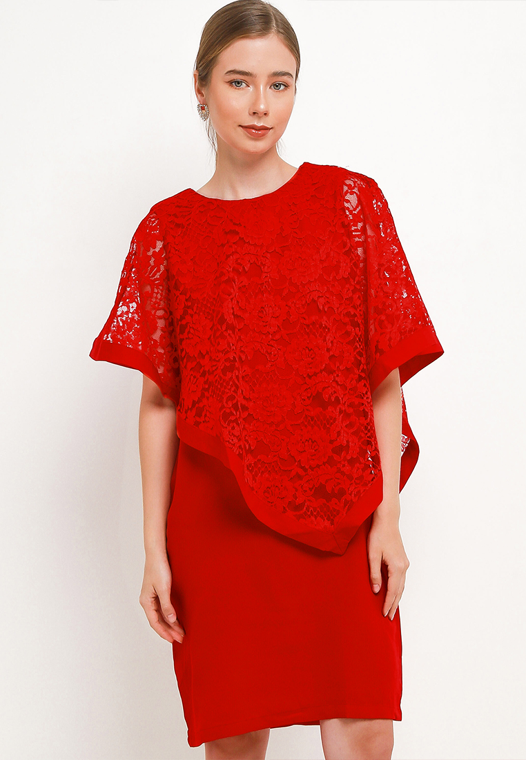 sophistix Wisteria Lace Dress In Red