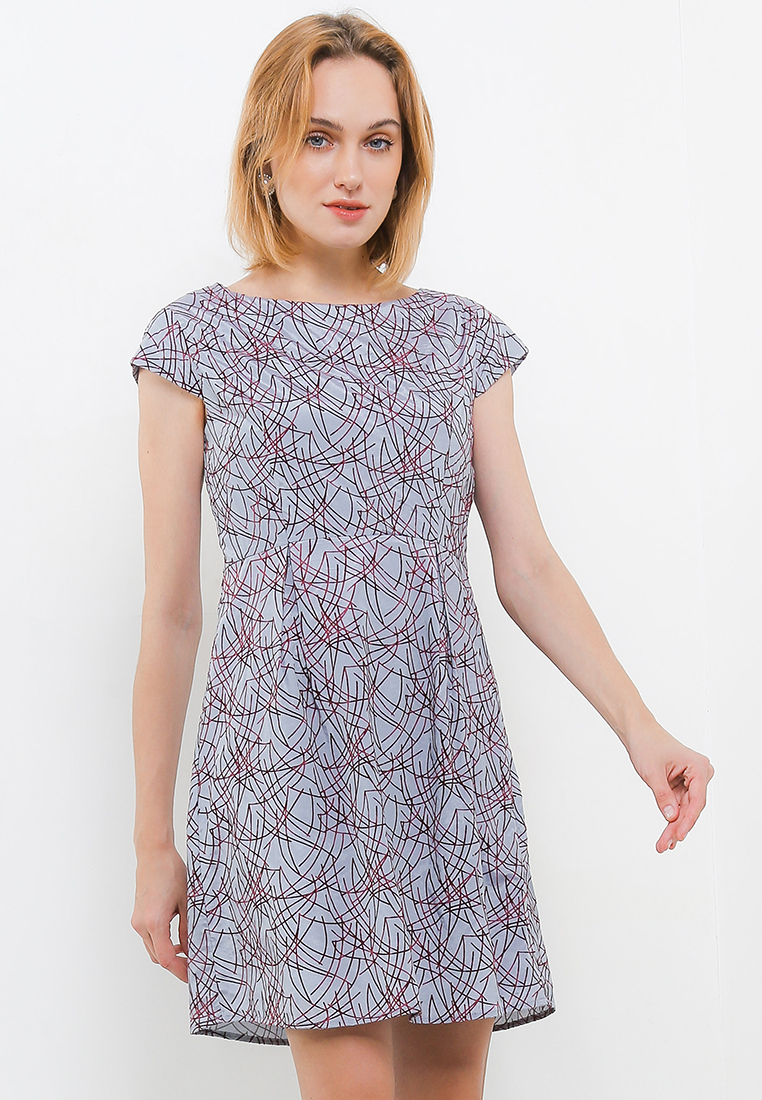 sophistix Narnia Dress In Grey Maroon Print
